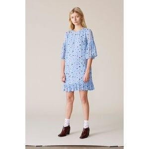 Ganni Dainty Georgette Dress In Serenity Blue